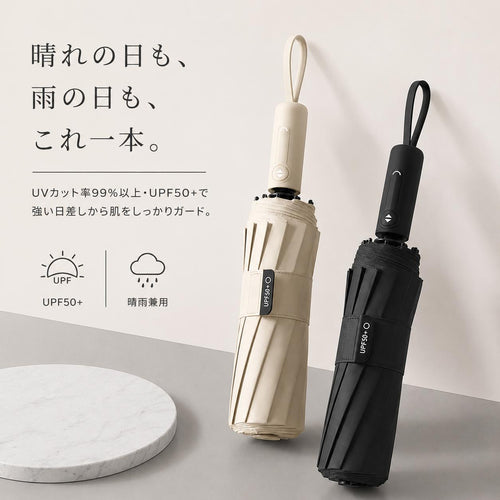 日傘 折りたたみ 自動開閉 3秒でたためる傘 UVカット99% 超軽量 遮熱 涼しい 晴雨兼用 折り畳み傘 バイカラー uvカット 紫外線対策 日焼け対策 スリム メンズ レディース